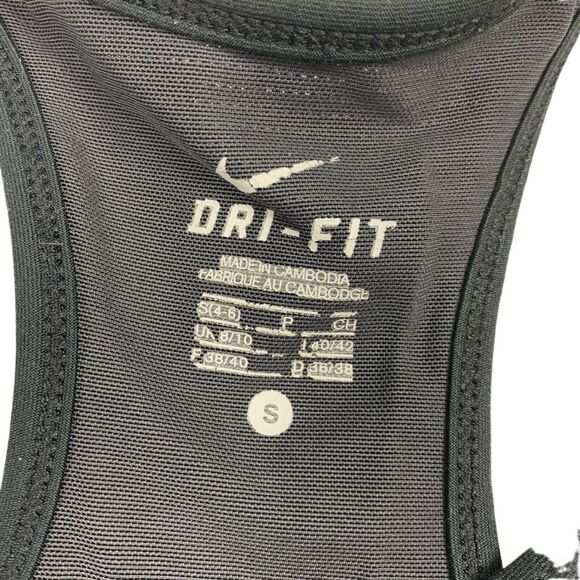 Nike Dri-Fit Small Black Racerback Fitted Athletic Bra Built In Running Aerobics - Picture 3 of 4